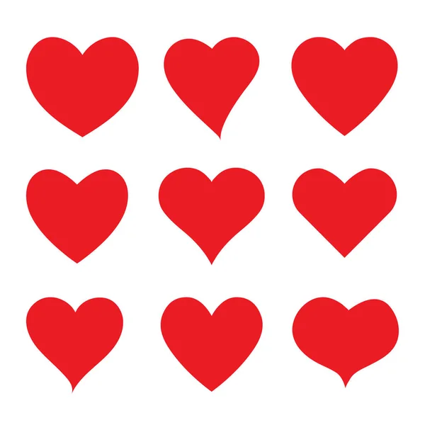 Red Heart Icon Set Love Icons — Stock Vector