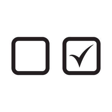 Boş ve işaretlenmiş kutucuk vektör simgesi seti.