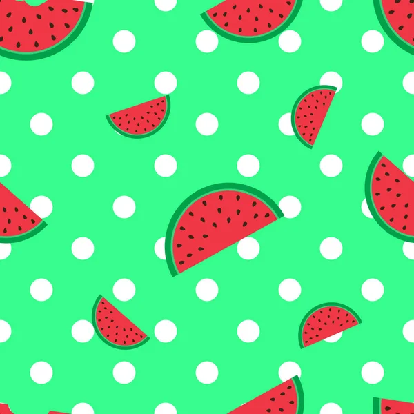 Watermelon Background White Polka Dot Light Green Background Color Vector — Stock Vector