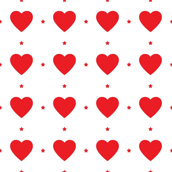 Heart Seamless Pattern Endless Texture Red Hearts White Background Vector — Stock Vector