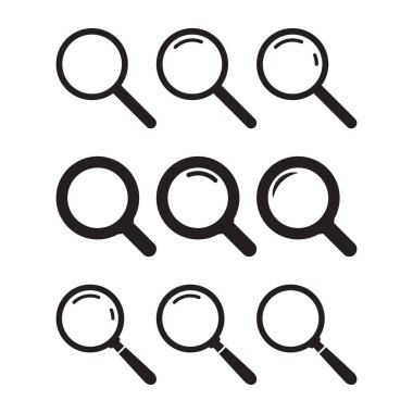 Arama simgesi. Büyüteç simgesi, vektör büyüteç ya da silindir işareti.