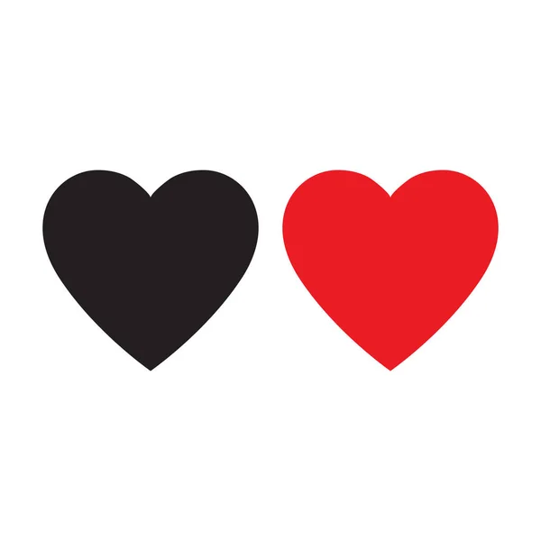 Iconos Corazón Rojo Negro Icono Amor — Vector de stock