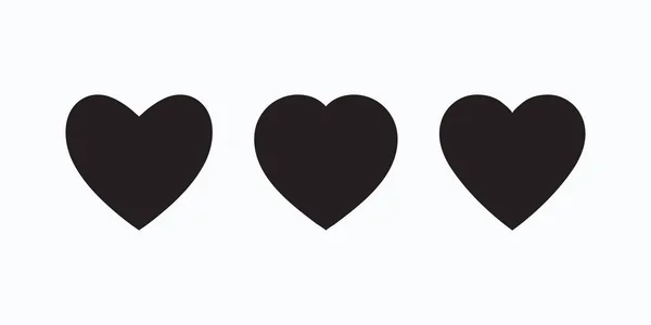 Corazón Negro Icono Amor Icono Conjunto Aislado — Vector de stock