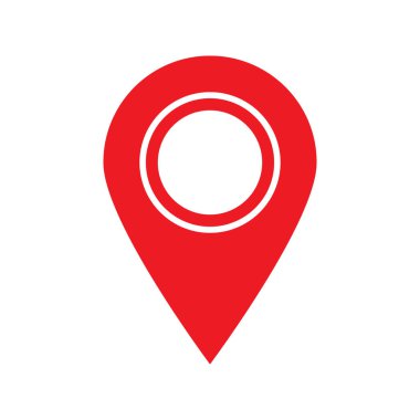 Kırmızı harita iğnesi. Konum haritası simgesi. Konum kodu. Pin simgesi vektörü.