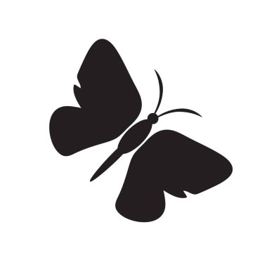 Kelebek simgesi, siyah kelebek siluet vektörü izole edildi.