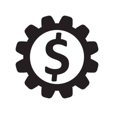 Kavram iş çözümleri, dolar işareti vektör izole simgesi dişli.