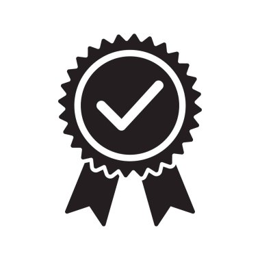 Kalite kontrol kurdele ikonu. Vektör ürün sertifikalı veya önerilen en iyi seçim ödülü ve garanti kontrolü onaylı sertifika etiketi