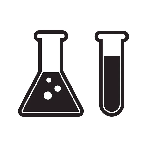 Erlenmeyer Şişesi Tüp Bilim Uygulamalar Web Siteleri Için Kimyasallar Düz — Stok Vektör