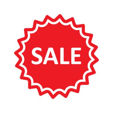 Satışı işareti. Kırmızı satış etiket. Online mağaza promosyon afiş. İzole illüstrasyon. Özel Fırsat. Vektör kırmızı satış etiketi