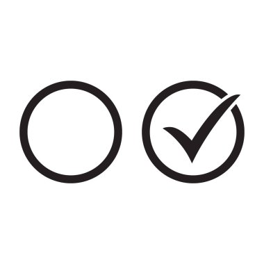 Boş ve işaretlenmiş kutucuk vektör simgesi seti.