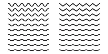 Dalgalı yatay çizgiler kümesi. Vektör tasarım öğesi