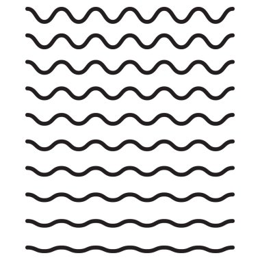 Dalgalı yatay çizgiler kümesi. Vektör tasarım öğesi