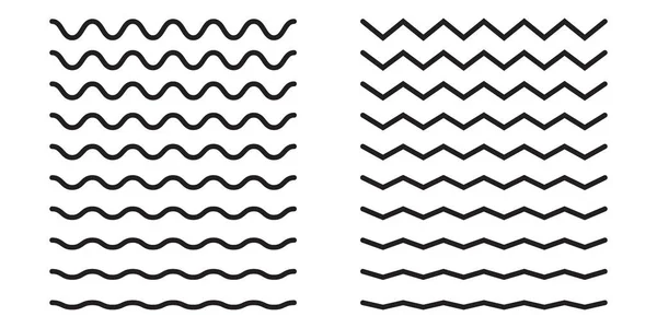 波浪水平线的集合 矢量设计元素 — 图库矢量图片