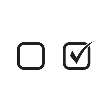 Boş ve işaretlenmiş kutucuk vektör simgesi seti.