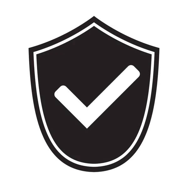 Escudo Con Símbolo Marca Verificación Para Descargar Marca Icono Seguridad — Vector de stock