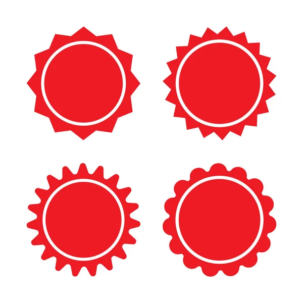 Set Red Retro Blank Starburst Sunburst Badges Vector Illustration — Stock Vector