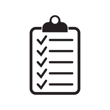 Kontrol listesi simgesi düz biçimi arkaplanda izole edildi. Web sitesi ve uygulama tasarımı için işaretleme listesi işareti