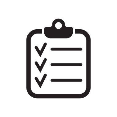 Kontrol listesi simgesi düz biçimi arkaplanda izole edildi. Web sitesi ve uygulama tasarımı için işaretleme listesi işareti