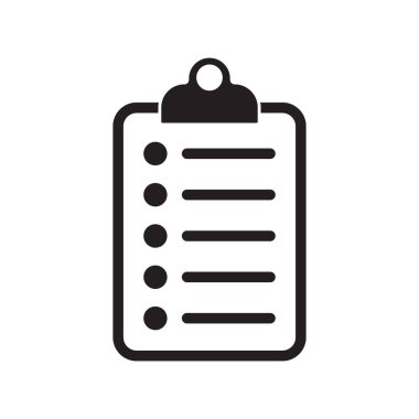 Kontrol listesi simgesi düz biçimi arkaplanda izole edildi. Web sitesi ve uygulama tasarımı için işaretleme listesi işareti