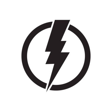 Yıldırım, elektrik güç vektör logo tasarım öğesi. Enerji ve gök gürültüsü elektrik sembolü kavramı. Daire yıldırım cıvata işareti. Güç hızlı hızlı logo