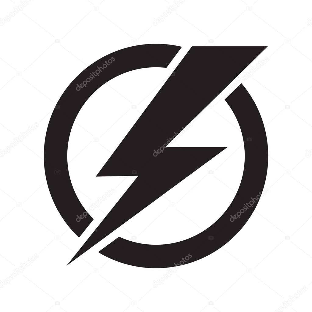 Lightning bolt, electricity power vector icon