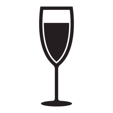 Şampanya cam basit simgesi. Beyaz arka planda yalıtılmış vektör çizimi.