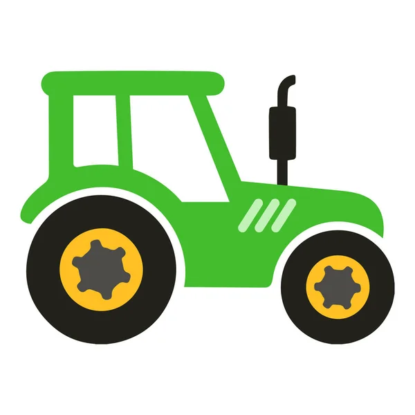 Big Green Tractor Vector Cartoon Isolated — Stock Vector