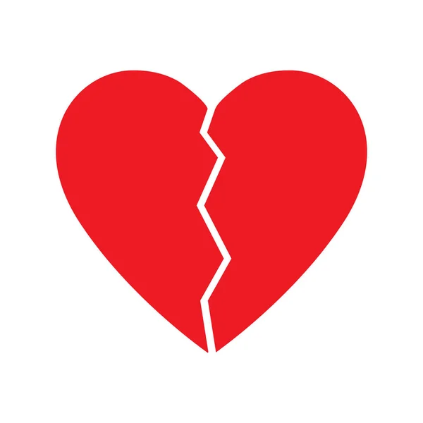 Kırık Kalp Vektör Simgesi Kırık Kırmızı Kalp Izole Edilmiş — Stok Vektör