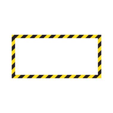 Çizgili çerçeve uyarısı, dikkatli olun uyarısı, potansiyel tehlike, köşegen üzerinde sarı & siyah çizgiler, vektör şablonu sarı ve siyah renk. İnşaat uyarı sınırı