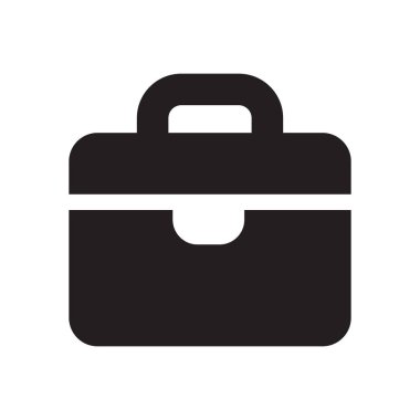 Düz stilde evrak çantası işareti simgesi. Beyaz izole arka planda bavul vektör illüstrasyon. Bagaj iş konsepti.