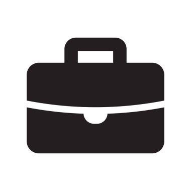 Düz stilde evrak çantası işareti simgesi. Beyaz izole arka planda bavul vektör illüstrasyon. Bagaj iş konsepti.