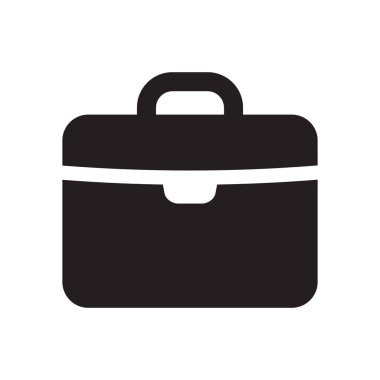 Düz stilde evrak çantası işareti simgesi. Beyaz izole arka planda bavul vektör illüstrasyon. Bagaj iş konsepti.