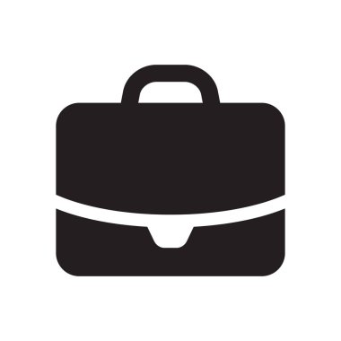 Düz stilde evrak çantası işareti simgesi. Beyaz izole arka planda bavul vektör illüstrasyon. Bagaj iş konsepti.