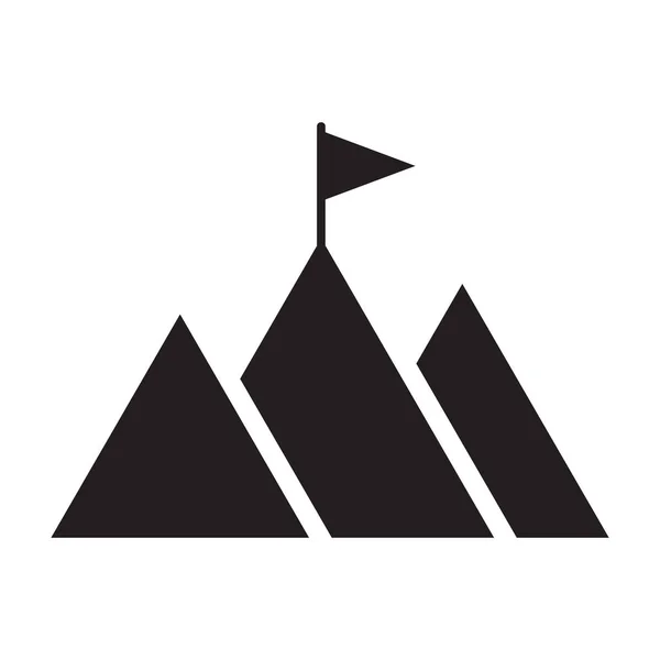Pico Montaña Con Icono Bandera Logro Objetivo Concepto Éxito Empresarial — Vector de stock