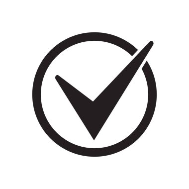 Kene simge vektör simgesi, beyaz arka plan, kontrol simgesini veya doğru seçim işareti, onay işareti veya onay kutusunu piktogram izole onay işareti