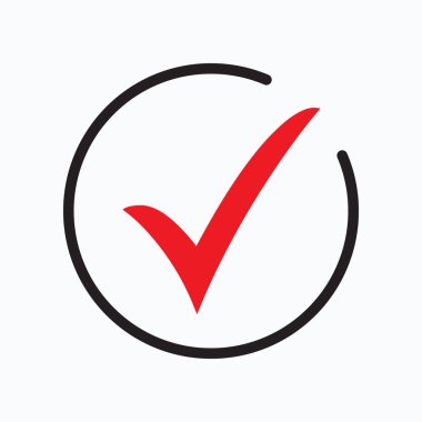 Kene simge vektör simgesi, beyaz arka plan, kontrol simgesini veya doğru seçim işareti, onay işareti veya onay kutusunu piktogram izole onay işareti