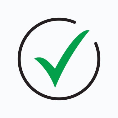 Kene simge vektör simgesi, beyaz arka plan, kontrol simgesini veya doğru seçim işareti, onay işareti veya onay kutusunu piktogram izole onay işareti