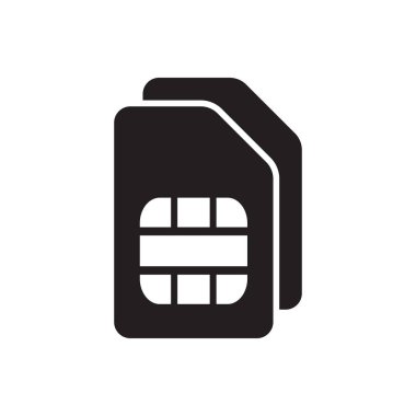 Sim kart vektör simgesi. Sim kart simgesi. Sim kart - mobil slot simgesi. Cep Telefonu Sim Kartı Çipi Arkaplanda İzole Edildi