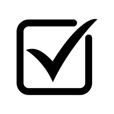 Kene simge vektör simgesi, beyaz arka plan, kontrol simgesini veya doğru seçim işareti, onay işareti veya onay kutusunu piktogram izole onay işareti