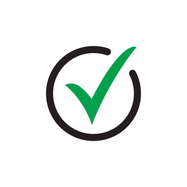 Yeşil tik simgesi vektör sembolü, beyaz arkaplanda izole edilmiş onay işareti, simge veya doğru seçim işareti, işaretleme işareti veya işaretleme işareti