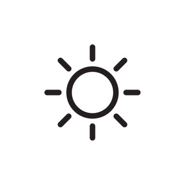 Güneş ikonu vektörü izole, güneş sembolü