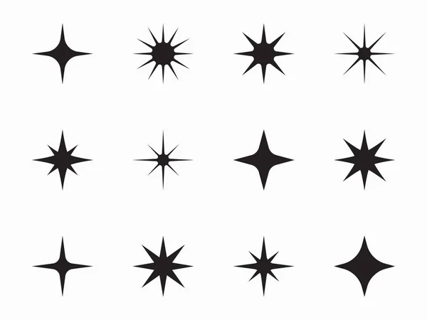 Черные Звезды Сверкают Векторной Коллекцией Яркий Фейерверк Украшение Мерцание Блестящая — стоковый вектор
