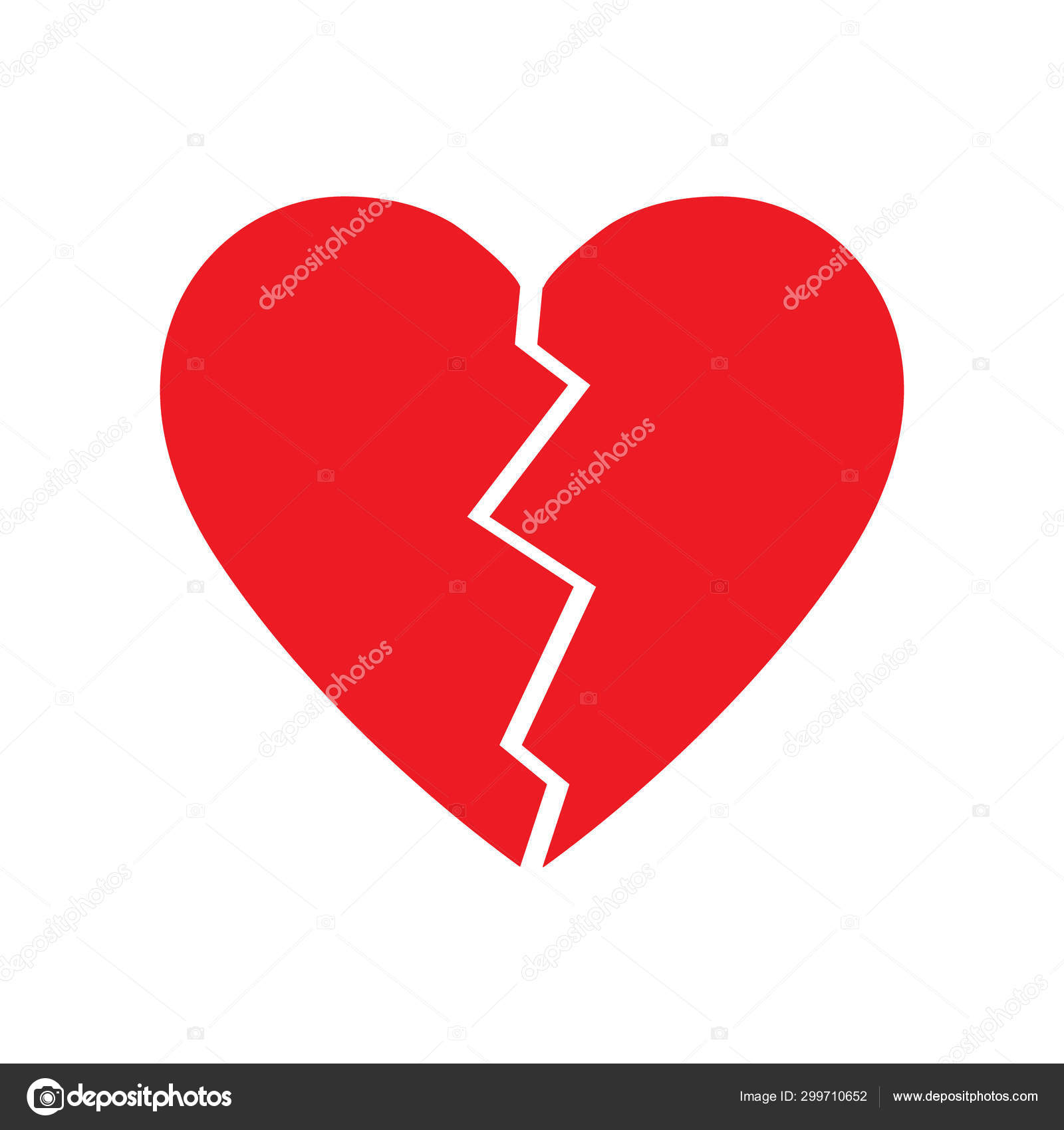 壊れたハートベクトルのアイコン 赤心分離図 ストックベクター ©DMVector 299710652, image size:1600x1700