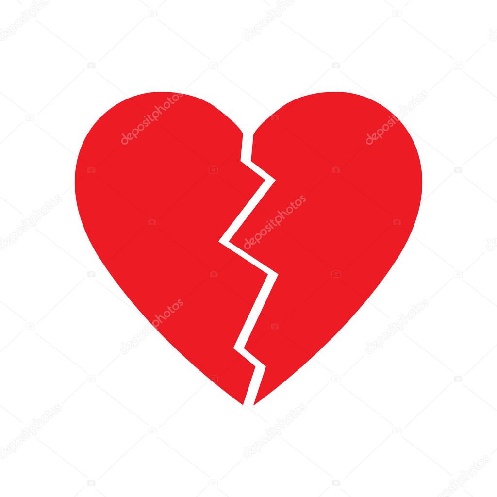 Broken Heart vector icon. red broken heart isolated illustration