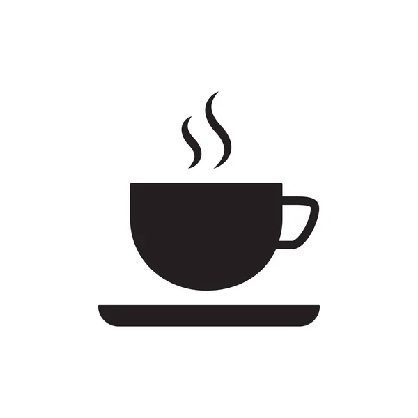 Bir Fincan Kahve Çay Buharlı Vektör Çizgisi Simgesi Siyah Beyaz — Stok Vektör
