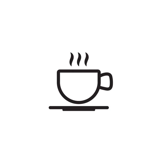 Cup Coffee Tea Steam Vector Line Icon Black White — Stock Vector