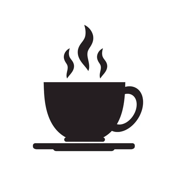 Tasse Kaffee Oder Tee Mit Dampf Vektorzeilen Symbol Schwarz Auf — Stockvektor