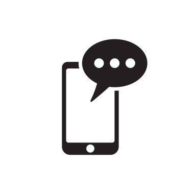 SMS mesaj smartphone simgesi. SMS iletisi simgesi beyaz arka plan üzerinde izole düz stilde. SMS sembol telefon.