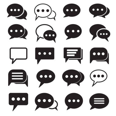 Beyaz arka planda konuşma balonu simgeleri. Beyaz arka planda yalıtılmış vektör çizimi.