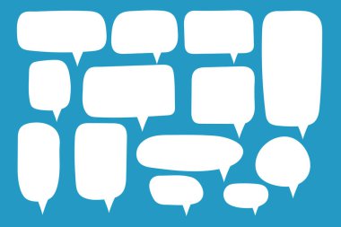 Vektör konuşma kabarcıkları ayarlayın. El çizilmiş konuşma kabarcıkları seti, doodle tarzı, Boş boş vektör konuşma kabarcıkları. Karikatür balon kelime tasarımı.